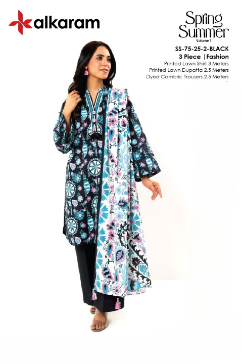 Alkaram Lawn Unstitched Collection 3 Pieces Casual Wear Summer Collection 2025 Collection